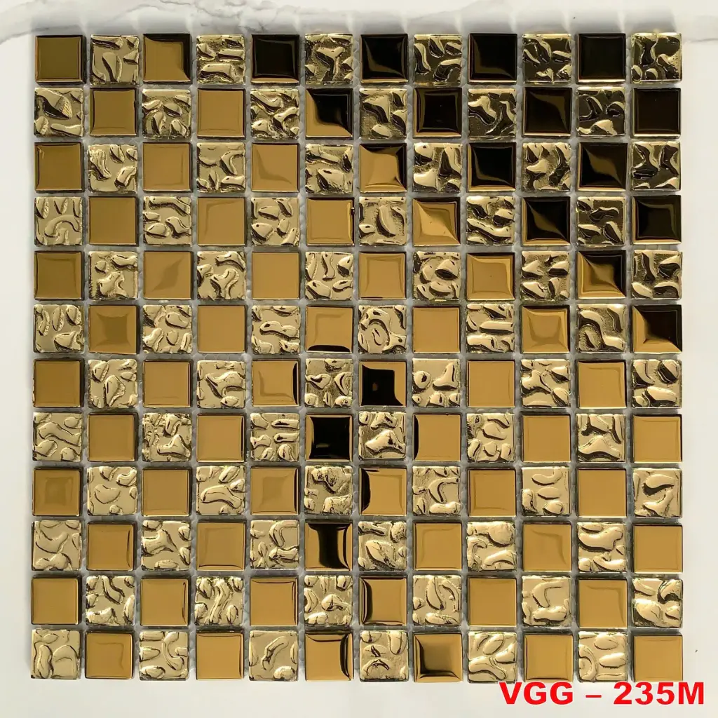 [DSC-VGG 235M] Gạch mosaic tráng gương màu vàng, KT 300x300 mm, mã VGG 235M (22vỉ/thùng/2m2)