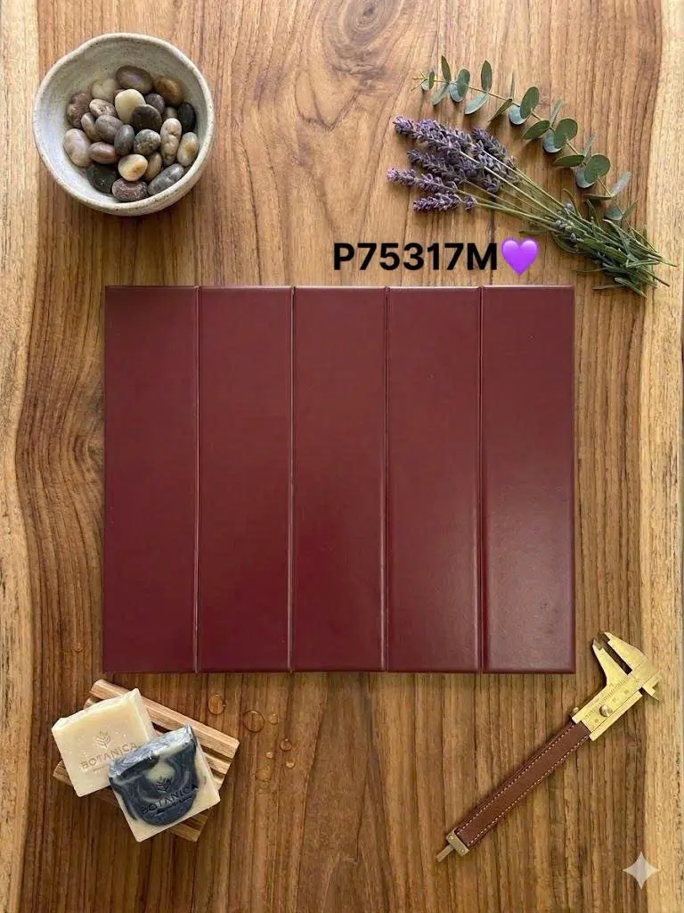 [DSC-P75317M] Gạch thẻ đỏ đậm men matt, KT 75x300mm, mã P75317M