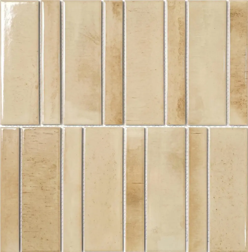 [DSC-IN24MX03] Gạch mosaic cực quang que đũa mix kem, KT vỉ 285x293mm/45x145mm, mã IN24MX03 (12 vỉ/m2)