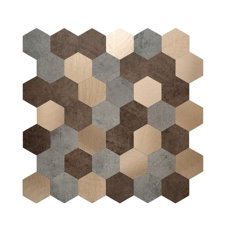 [DSC-2607-96362] Gạch Mosaic Lục Giác Tự Dán YJC - Nhôm Kim Loại Dán Tường Bếp