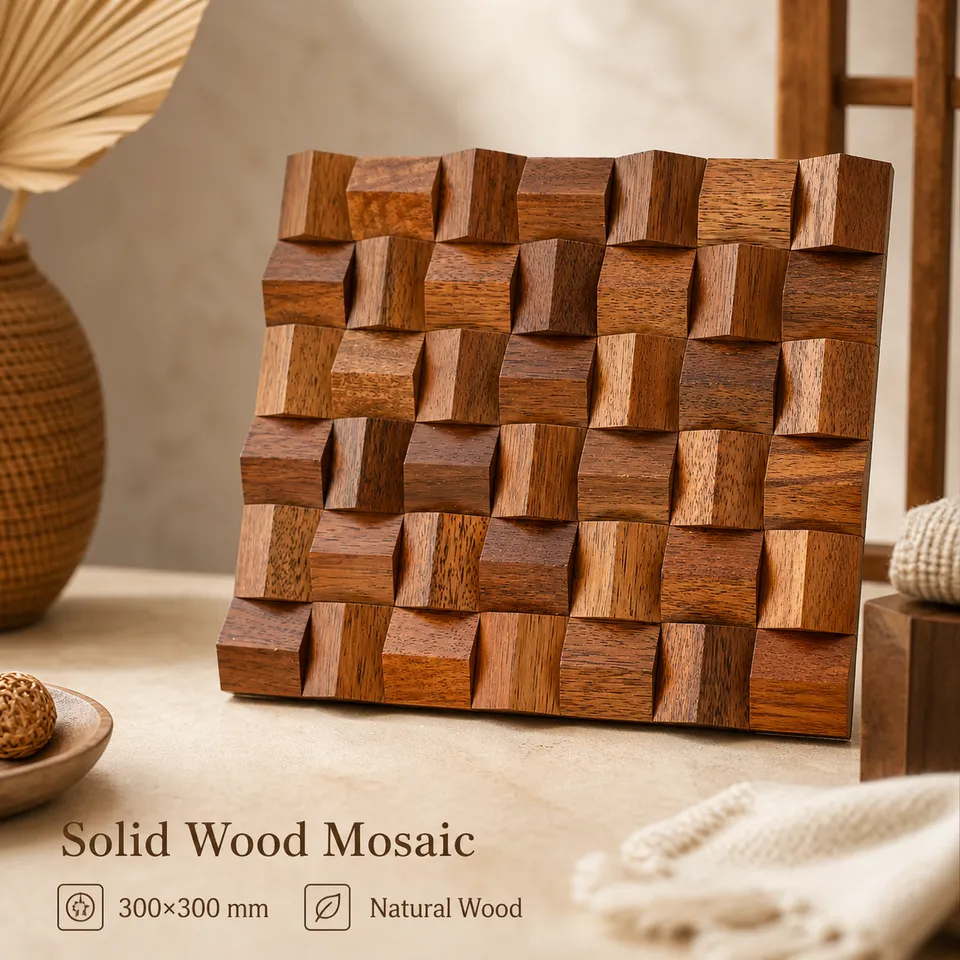 [DSC-2608-40614] Gạch Mosaic Gỗ Tự Nhiên KST - Ốp Tường Nền TV Phong Cách Châu Âu