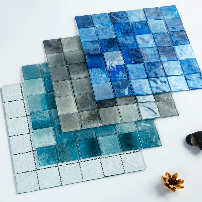 [DSC-2607-40649] Gạch Mosaic Thủy Tinh Kahiman Rainbow 298x298mm cho Bể Bơi Villa