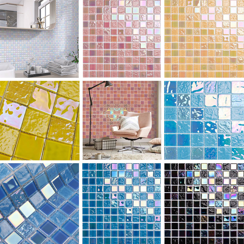 [DSC-2607-82213] Gạch Mosaic Thủy Tinh Rainbow Kahiman 300x300mm cho Bể Bơi & Nội Thất