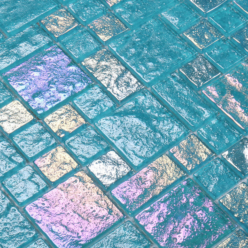 [DSC-2607-64044] Gạch Mosaic Thủy Tinh Bosaier BL124C - Xanh Lục Bóng Iridescent 300x300mm