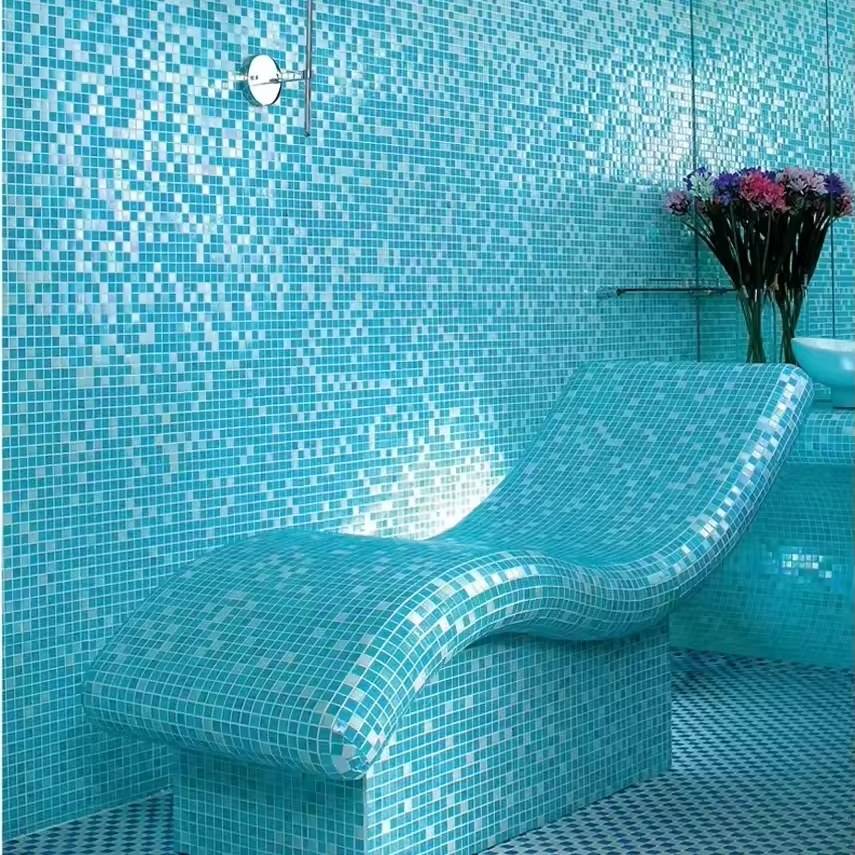 [DSC-2607-93125] Gạch Mosaic Bể Bơi TumaQ CH001 - Gạch Thủy Tinh Màu Xanh Trang Trí Ngoài Trời