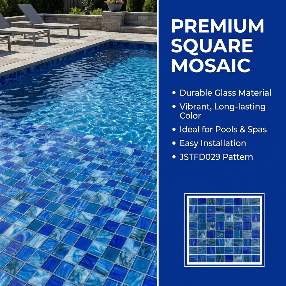 [DSC-2607-43480] Gạch Mosaic Thủy Tinh Màu Xanh Iridescent 300x300mm Junsente JSTFD029