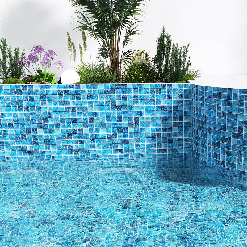 [DSC-2607-95817] Gạch Mosaic Thủy Tinh Hiện Đại 300x300mm Màu Xanh Cho Phòng Tắm Bếp