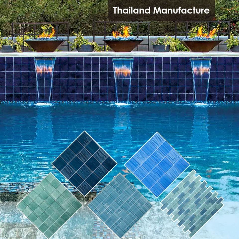 [DSC-2607-58382] Gạch Mosaic Thủy Tinh Crystal Glass Blue Square Centurymosaic FCTR-GM-S22319