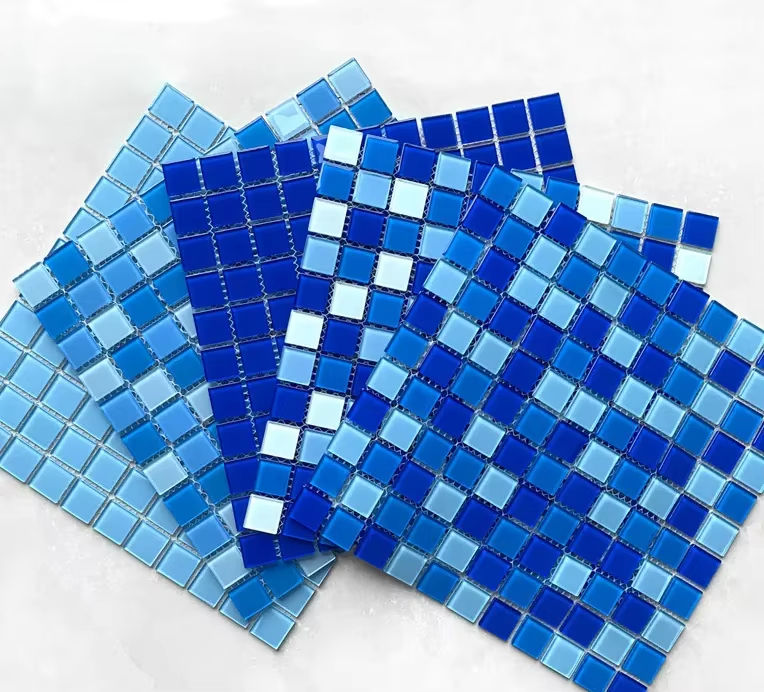 [DSC-2607-97866] Gạch Mosaic Thủy Tinh Xanh GaoMing 25x25mm Thiết Kế Hiện Đại cho Bể Bơi