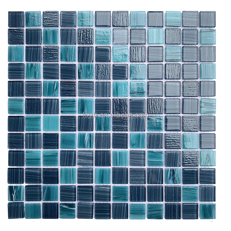 [DSC-2607-55091] Gạch Mosaic Bể Bơi Glass Jade JOY JSG2313 - Xanh Đại Dương 23x23mm