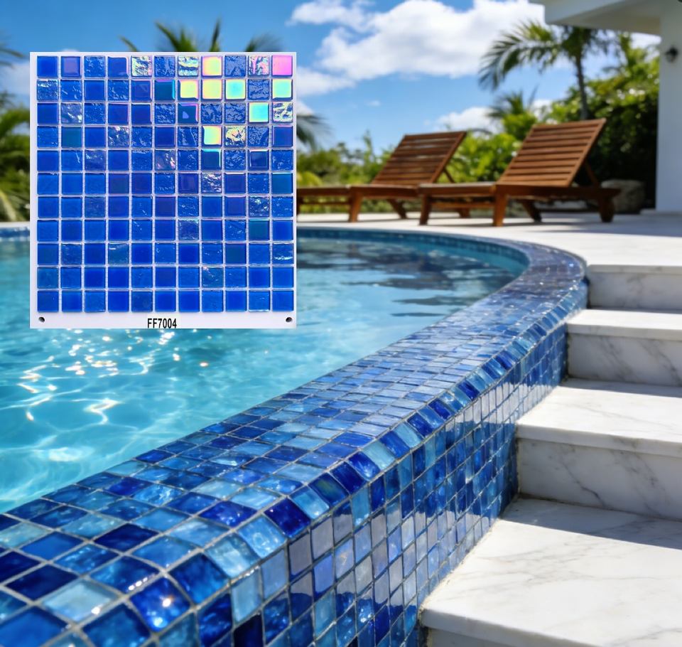 [DSC-2607-61604] Gạch Mosaic Thủy Tinh FF70 4mm Màu Cầu Vồng Cho Bể Bơi