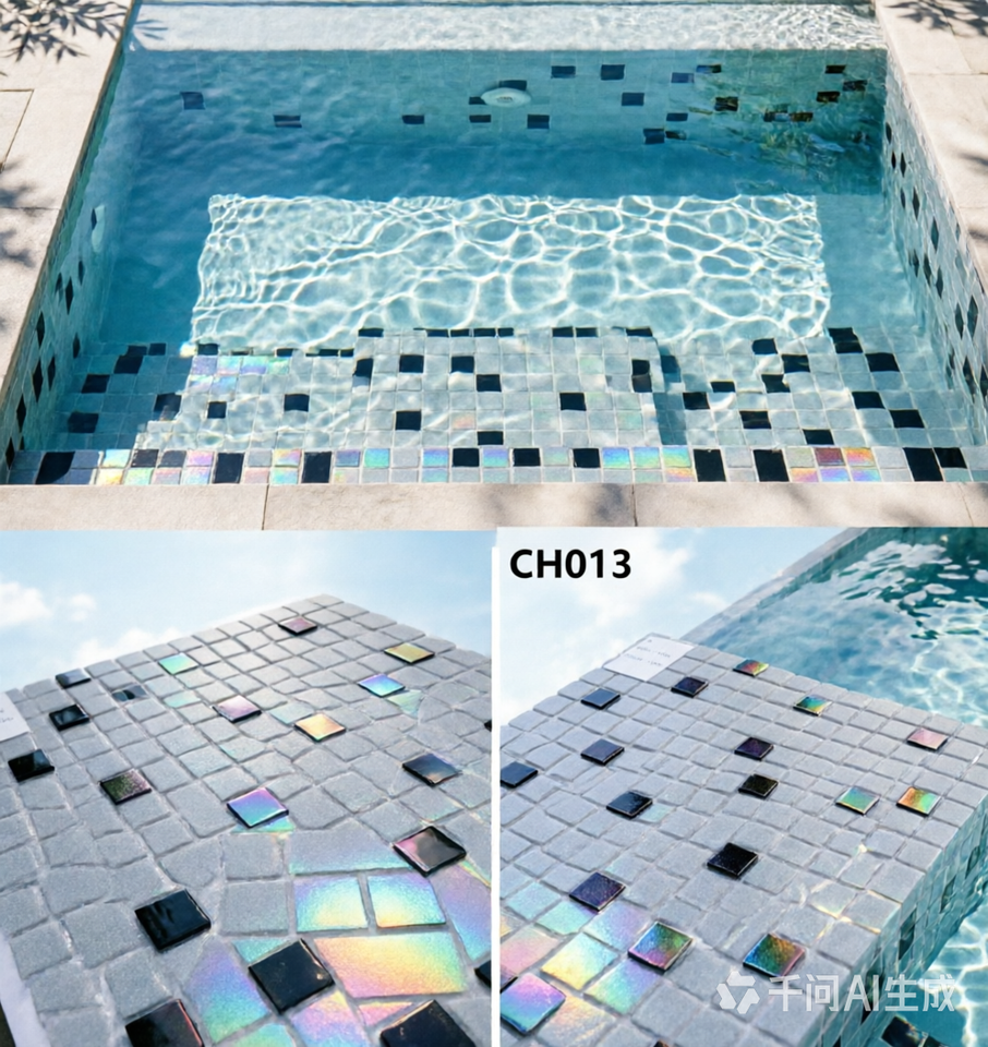 [DSC-2607-12746] Gạch Mosaic Bể Bơi 20x20mm Chống Trượt Glass Tile CH013