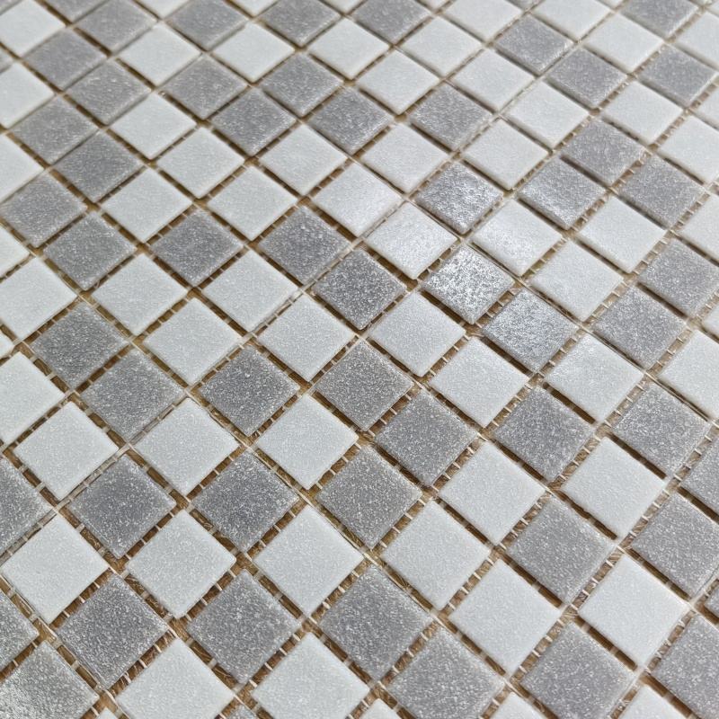 [DSC-2607-35308] Gạch Mosaic Thủy Tinh Bể Bơi Màu Xám UARO A107+A109 - 20x20mm