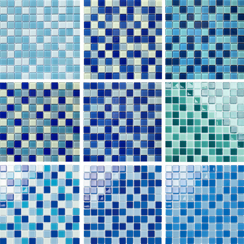 [DSC-2607-54351] Gạch Mosaic Thủy Tinh Kahiman Màu Xanh Sang Trọng 25x25mm - Bể Bơi Ngoài Trời
