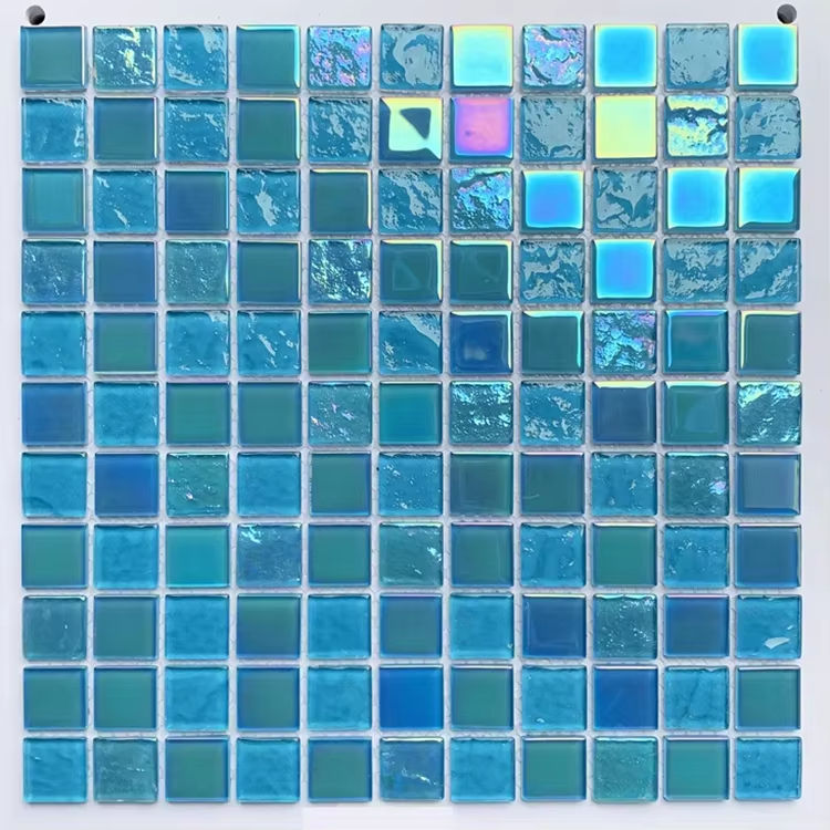[DSC-2607-95175] Gạch Mosaic Thủy Tinh GaoMing 300x300mm 4mm - Xanh Dương Iridescent
