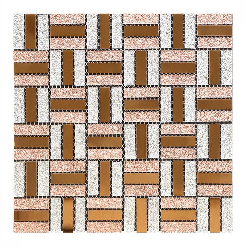 [DSC-2607-65549] Gạch Mosaic Thủy Tinh Màu Vàng Kim Loáng BS-BLZ05 Trang Trí Tường