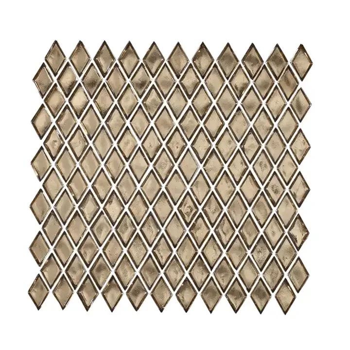 [102933708854] Wholesale Sales Diamond Gold Foil Mosaic Gold Silver Background Wall Kitchen Fireplace Tile Glass Mosaic Shiny Gold