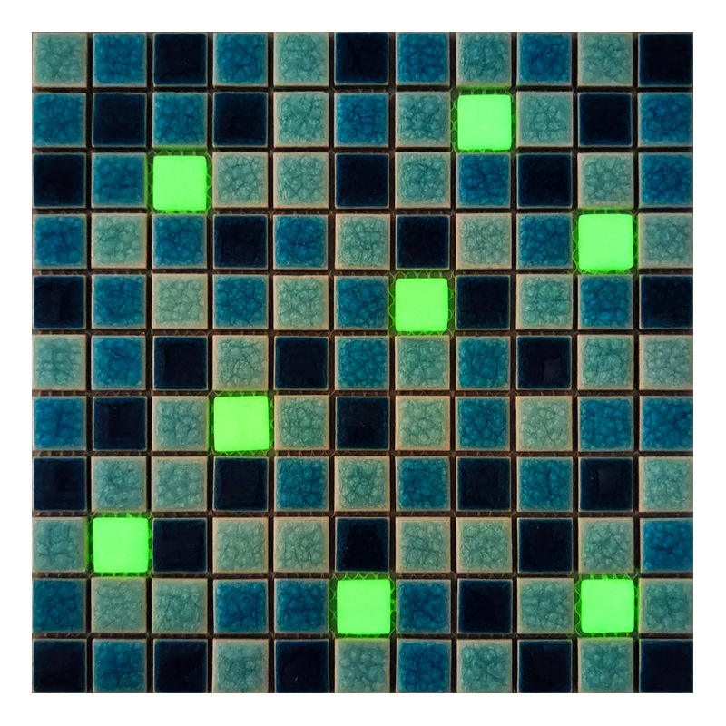 [DSC-2607-85801] Gạch mosaic kính hồ bơi xanh ánh ngọc trai, hiệu ứng óng ánh, phát sáng ngoài trời