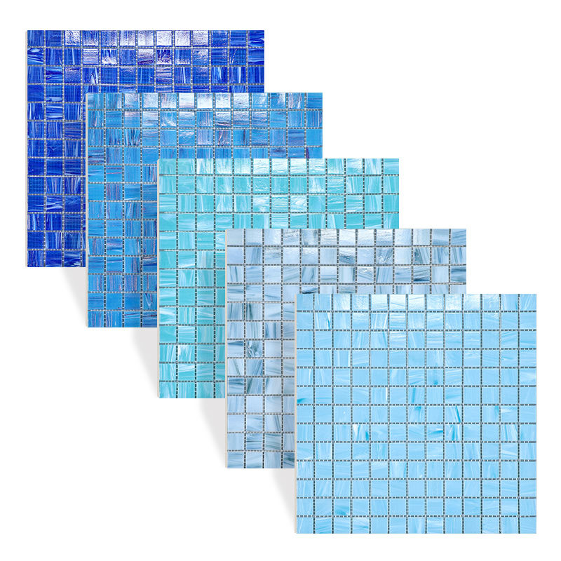 [DSC-2607-62850] Gạch mosaic ceramic ghép hình cá màu xanh phong cách Địa Trung Hải, kết cấu đặc, dùng cho hồ bơi khách sạn ngoài trời