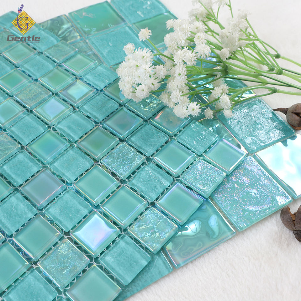 [DSC-2607-50513] Gạch mosaic kính hồ bơi 327x327mm màu cầu vồng, gạch mosaic pha lê ốp tường phòng tắm và hồ bơi