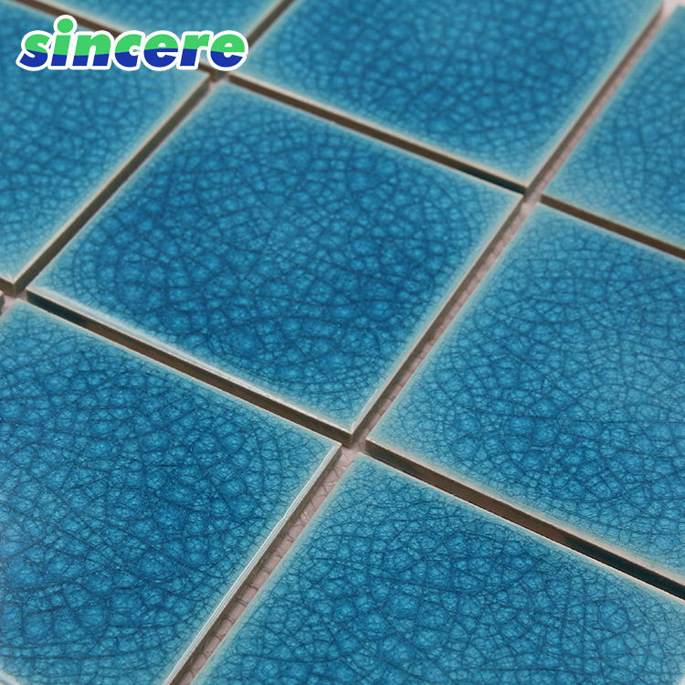 [DSC-2607-21442] Gạch mosaic kính ceramic màu xanh ốp hồ bơi Foshan
