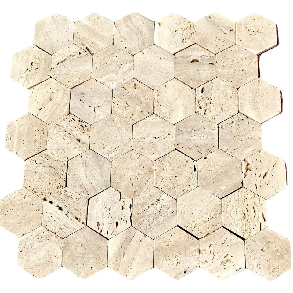 [DSC-2607-82813] Gạch Mosaic Travertine Tự Nhiên Lục Giác Shengjiaxing - Trang Trí Nội Thất