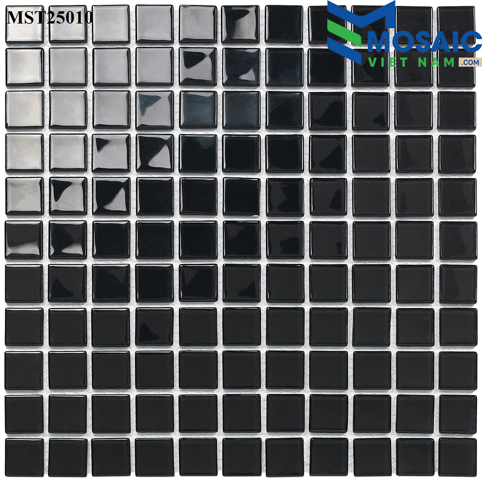 [DSC-2608-82693] Gạch Mosaic thủy tinh vàng 25×25 đen (MST48010:25X25) MST 25010