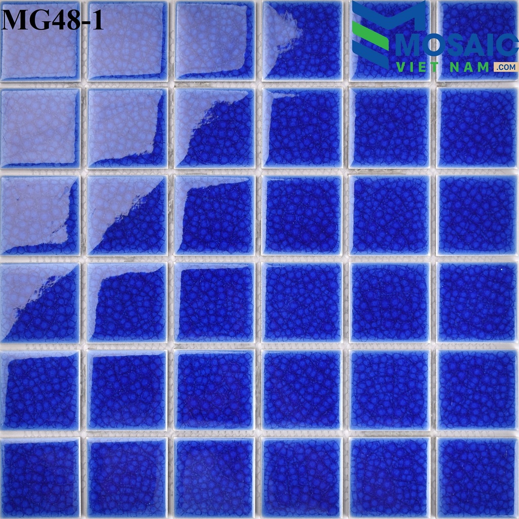 [DSC-2608-88428] Gạch Mosaic Gốm men rạn xanh đậm 48x48x6mm MG48-1