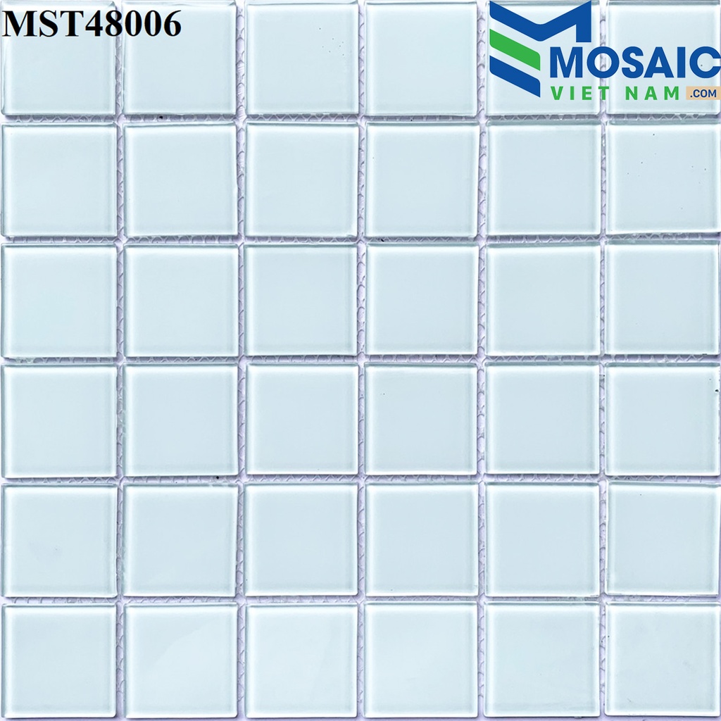 [DSC-2608-89577] Gạch Mosaic Thủy tinh đơn màu trắng sứ 48×48 MST48006
