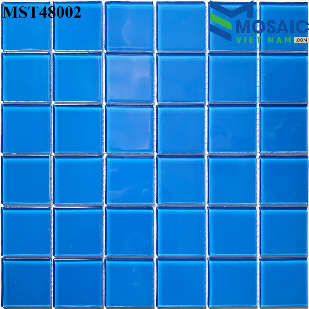 [DSC-2608-16488] Gạch Mosaic Thủy tinh đơn màu xanh trung tính 48×48 MST 48002