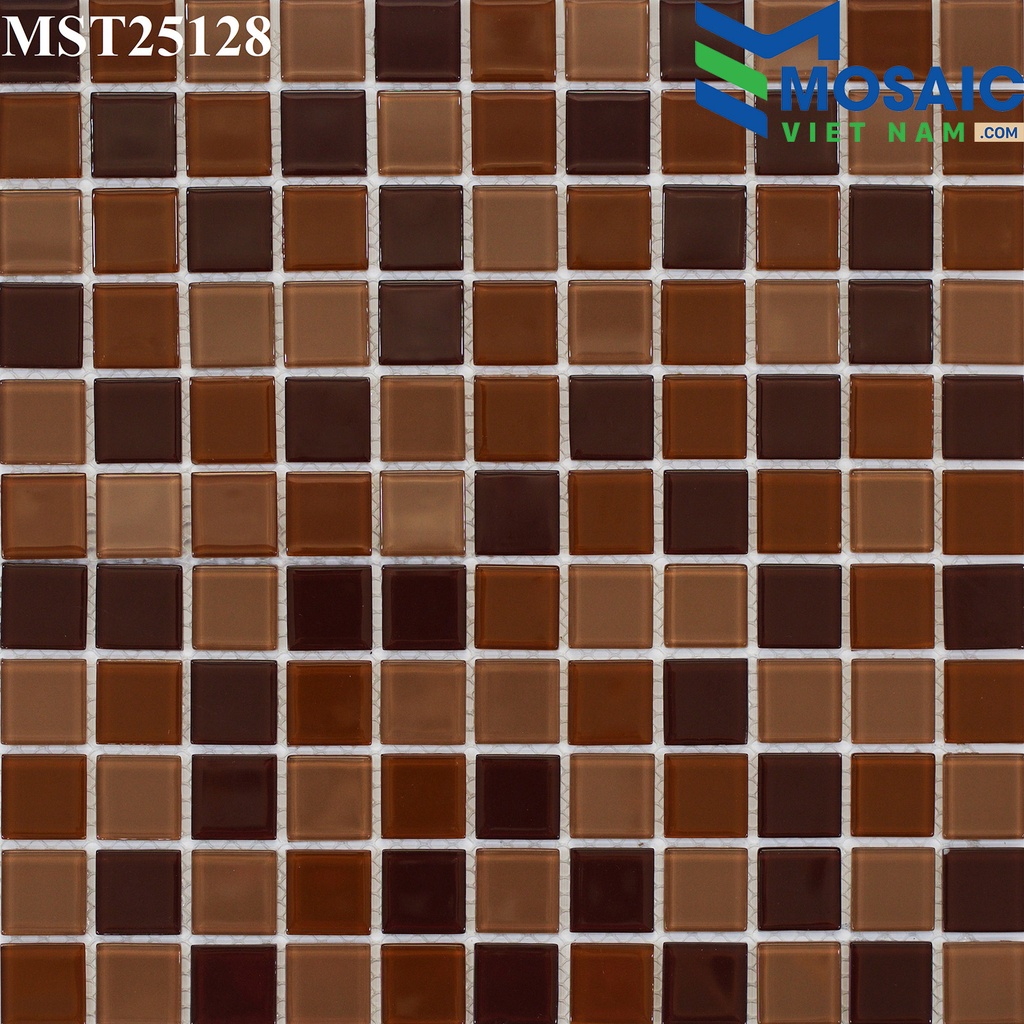 [DSC-2608-38535] Gạch Mosaic Thủy tinh trộn 3 nâu 25x25mm MST25128