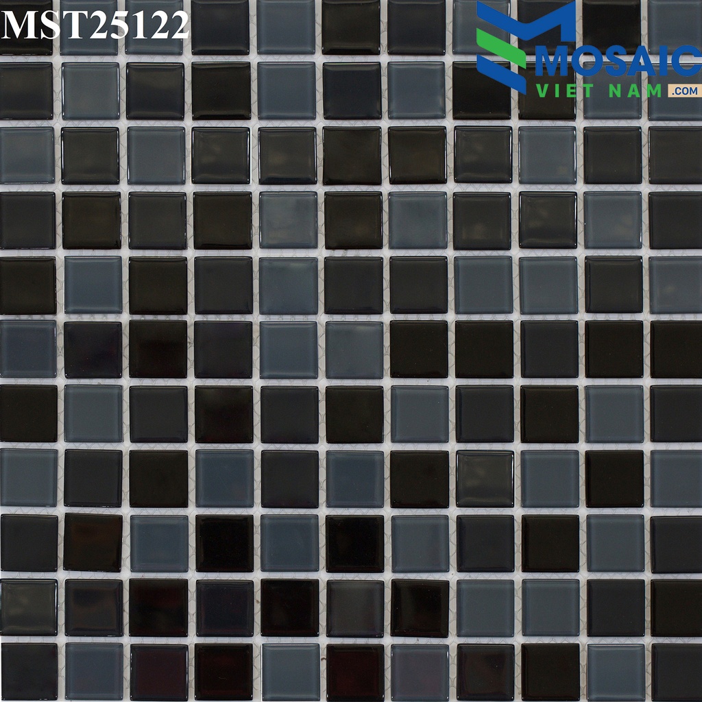 [DSC-2608-40375] Gạch Mosaic Thủy tinh trộn 3 đen 25x25mm MST 25122
