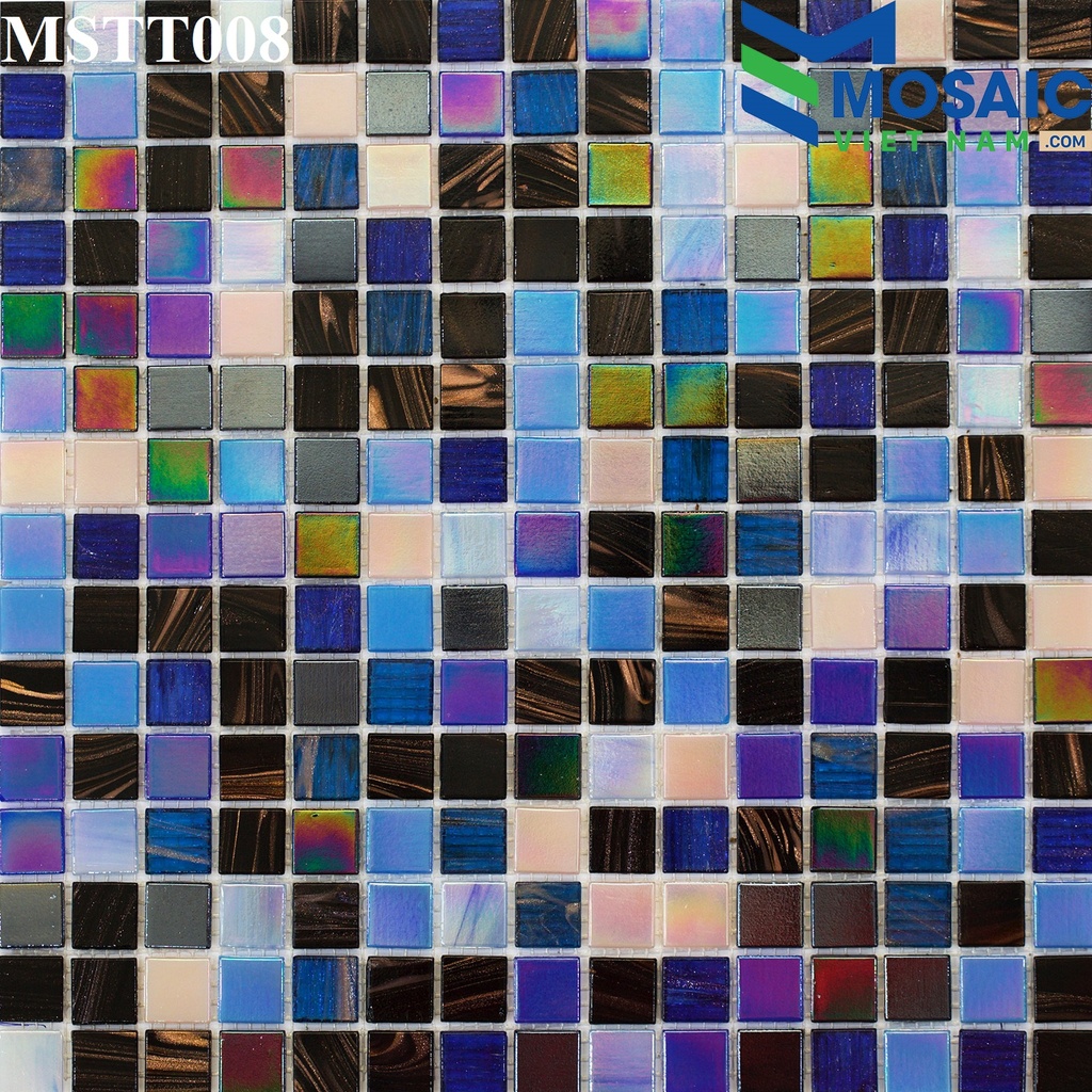 [DSC-2608-46649] Gạch Mosaic Thủy tinh xà cừ xanh 20x20mm MSTT 008