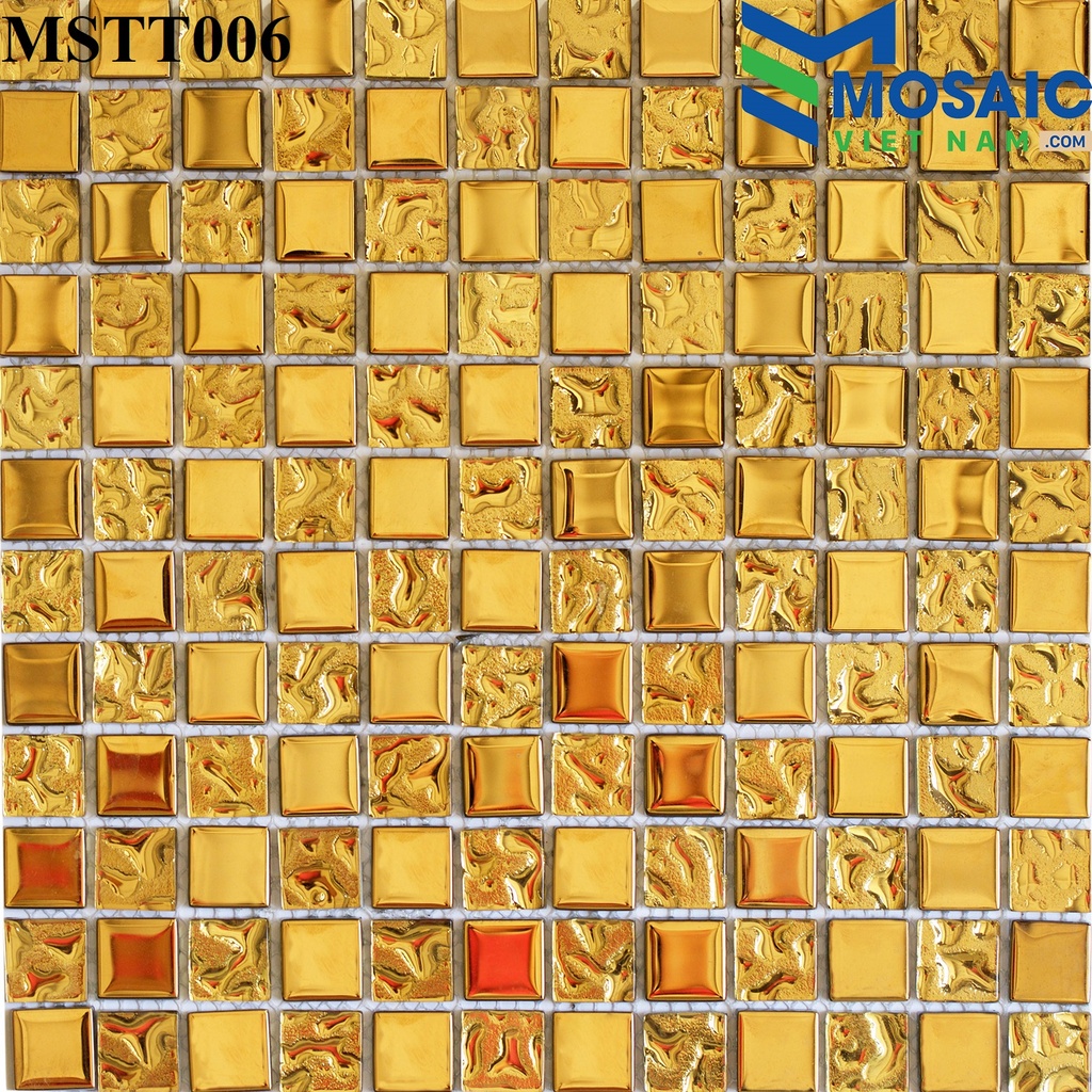 [DSC-2608-58176] Gạch Mosaic Thủy tinh tĩnh điện vàng 23x23mm MSTT 006