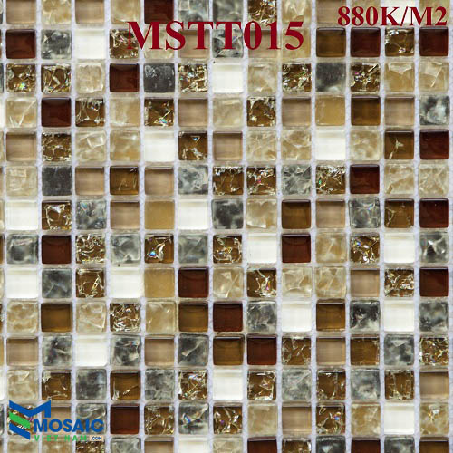 [DSC-2608-18938] Gạch Mosaic Thủy tinh nâu trắng rạn 15x15x8mm MSTT015
