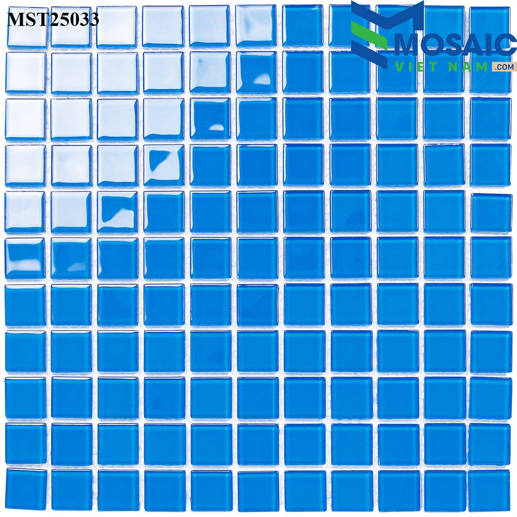 [DSC-2608-80527] Gạch Mosaic Thủy tinh đơn màu xanh trung tính 25x25mm MST 25033