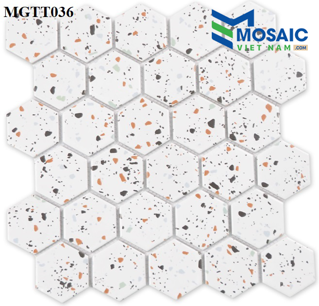 [DSC-2608-12606] Gạch Mosaic Gốm sứ lục giác men bóng 53×6 MGTT036