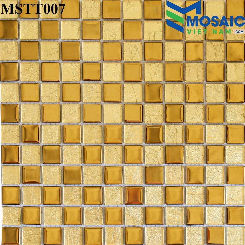 [DSC-2608-96423] Gạch Mosaic Thủy tinh tĩnh điện vàng 23x23mm MSTT 007