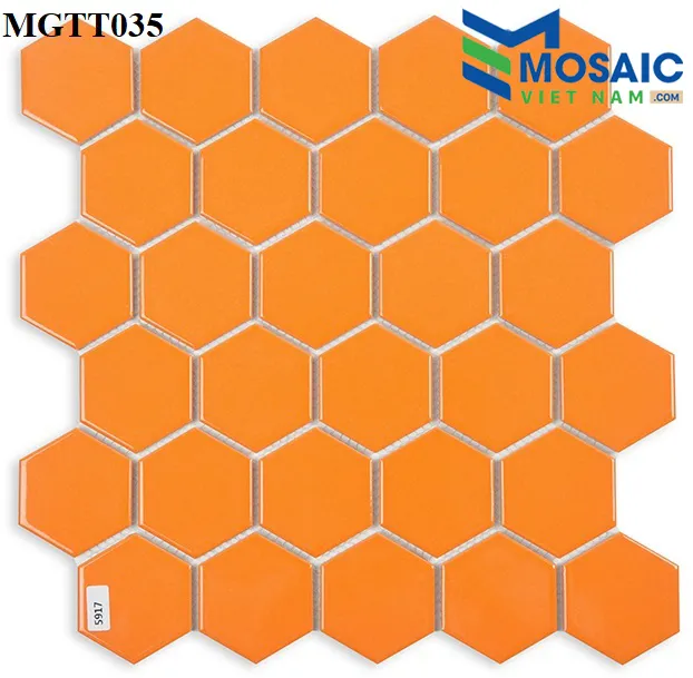 [DSC-2608-90250] Gạch Mosaic Gốm sứ lục giác men bóng 53×6 MGTT035