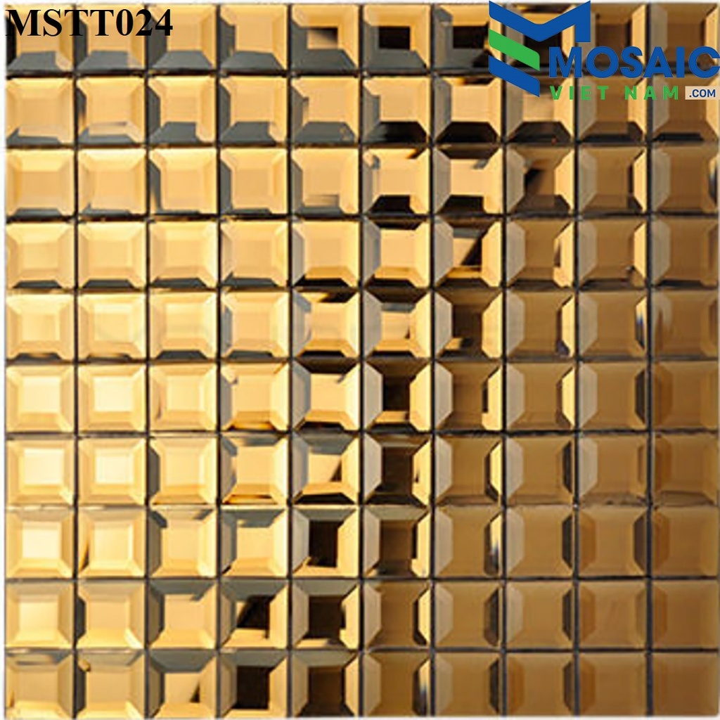 [DSC-2608-73852] Gạch Mosaic Kim cương vát cạnh-thủy tinh tráng gương trà 30×30 MSTT 024