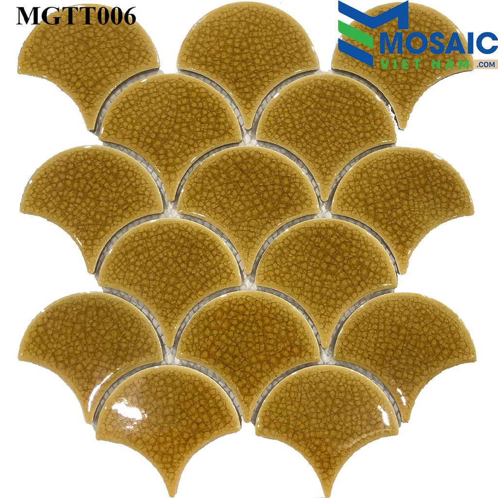 [DSC-2608-56633] Gạch Mosaic Gốm vảy cá vàng rạn MGTT006