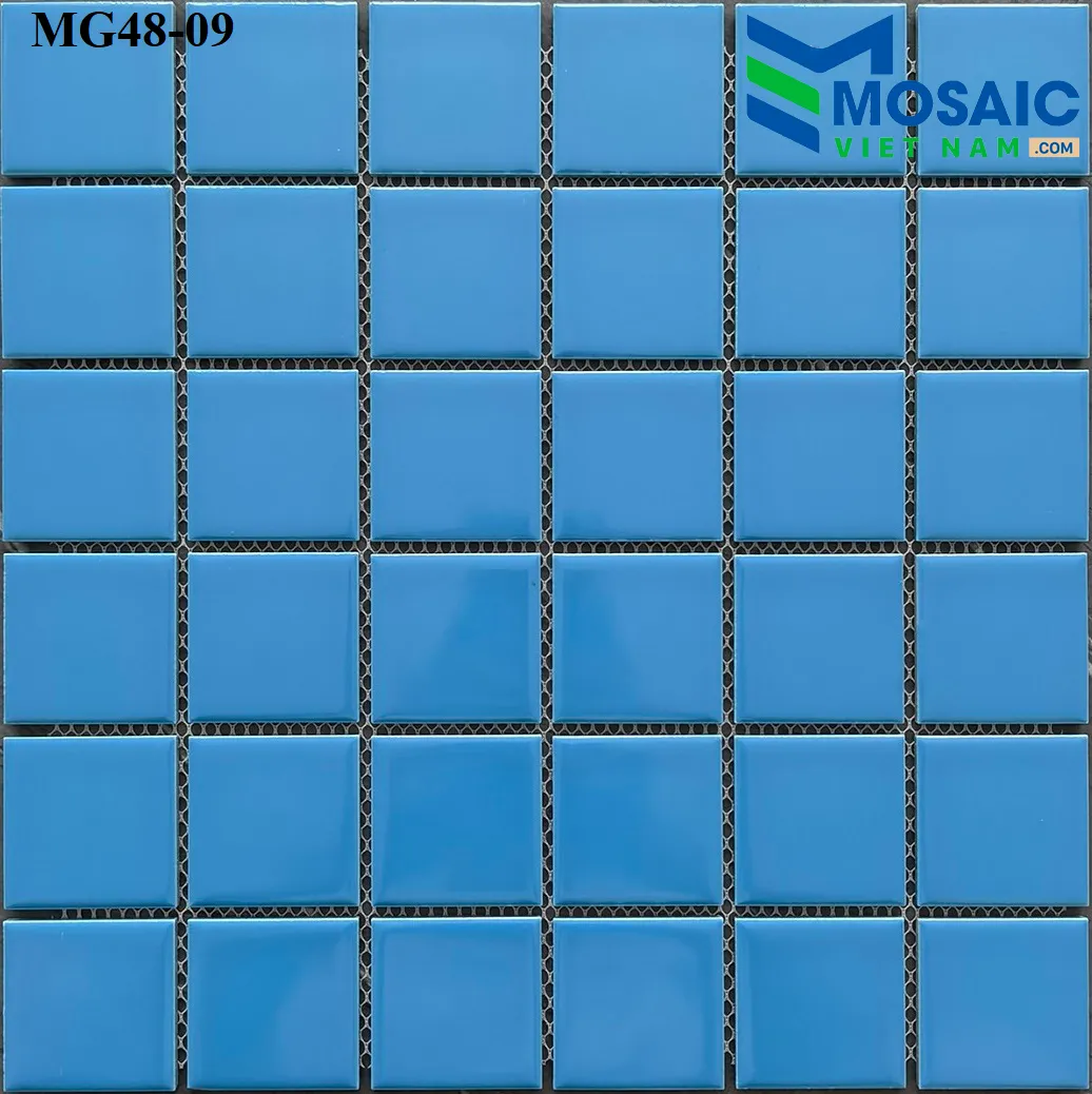 [DSC-2608-43110] Gạch Mosaic Gốm men trơn đơn màu xanh nhạt 48x48x6mm MG48-9