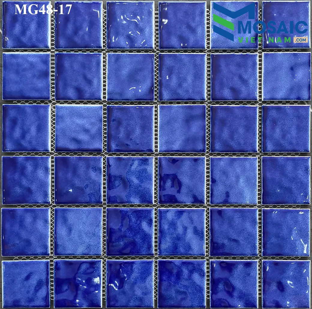 [DSC-2608-18587] Gạch Mosaic Gốm Sóng Biển màu xanh dương 48x48x6mm MG48-17