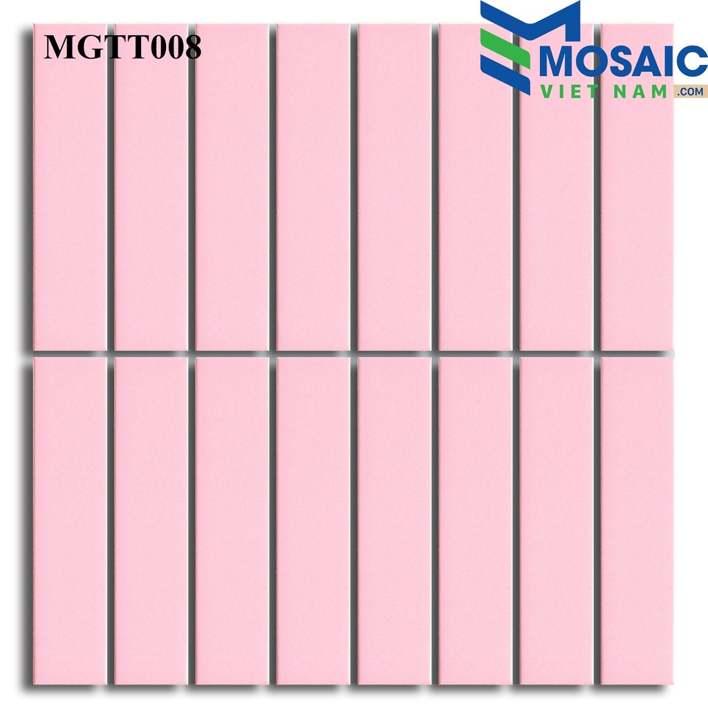 [DSC-2608-50393] Gạch Mosaic Gốm thẻ hồng mờ 32.5x145mm MGTT008