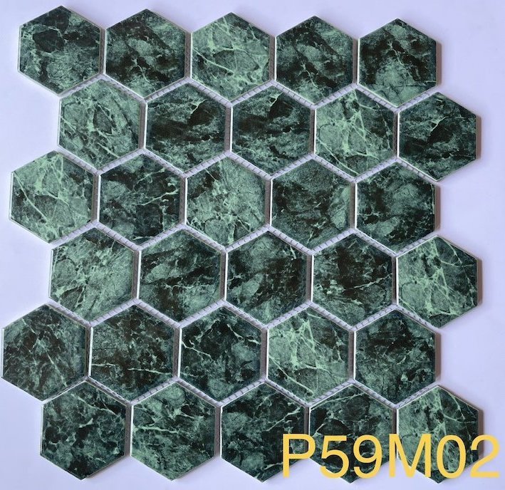[DSC-2608-95613] Gạch mosaic lục giác xanh rêu