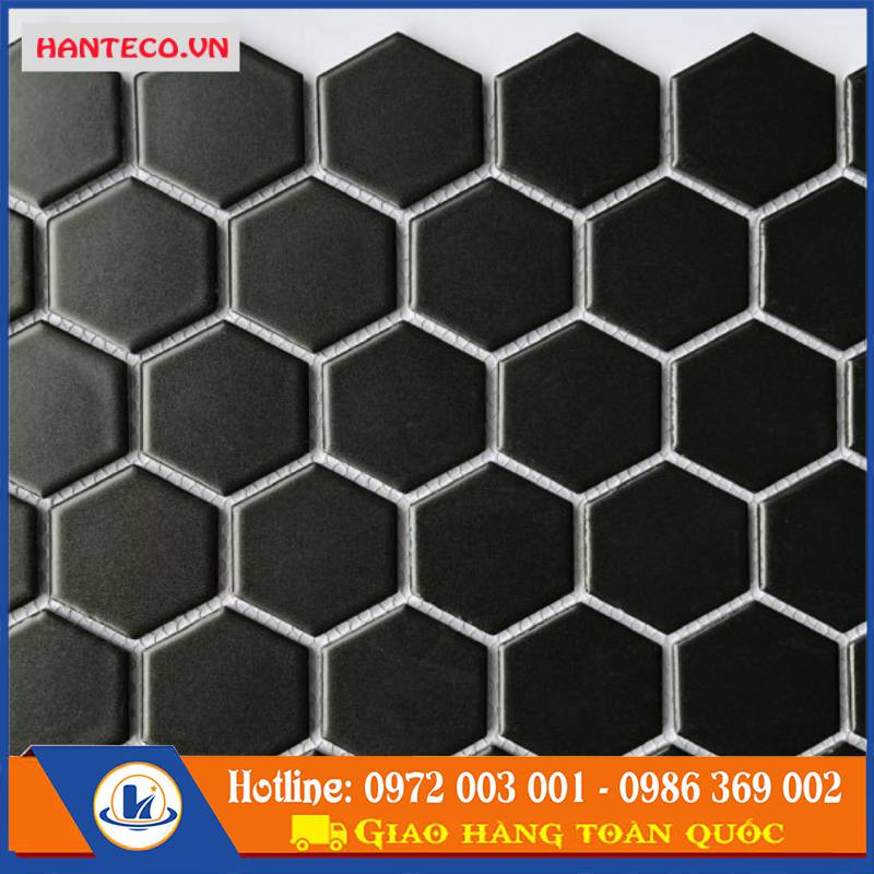 [DSC-2608-34813] GẠCH MOSAIC LỤC GIÁC ĐEN MỜ HTCG 900 | SIZE VỪA | GẠCH A1