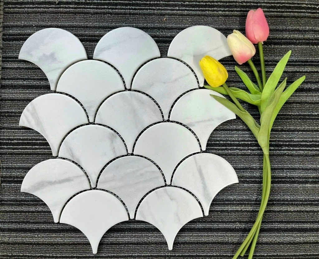 [DSC-2608-21465] Gạch vảy cá CY869501 – vân đá marble trắng