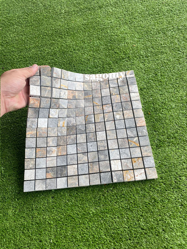 [DSC-2608-79032] Gạch Mosaic Đá Tự Nhiên Màu Vàng Nâu Bóng