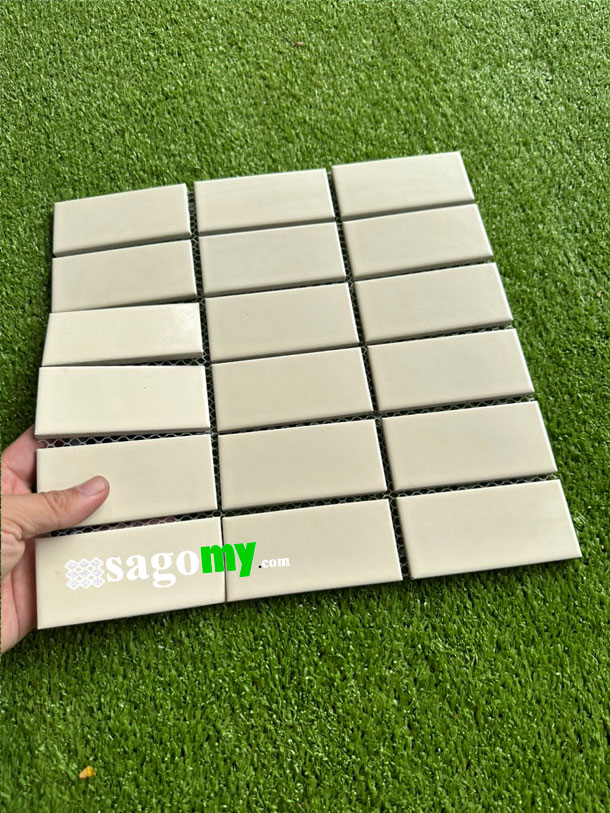 [DSC-2608-14886] Gạch Mosaic Màu Vàng kem Hình Chữ Nhật Men Mờ