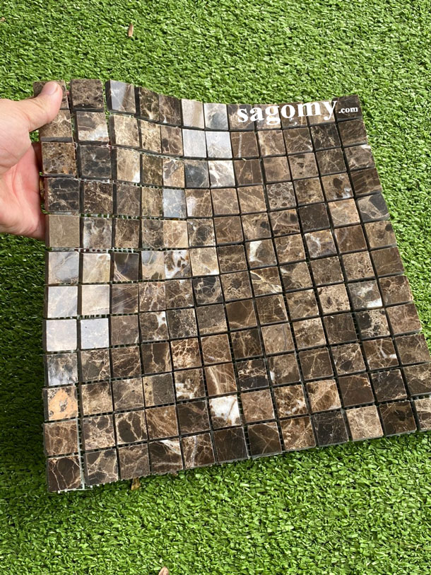 [DSC-2608-46348] Gạch Mosaic Đá Tự Nhiên Vàng Nâu Bóng